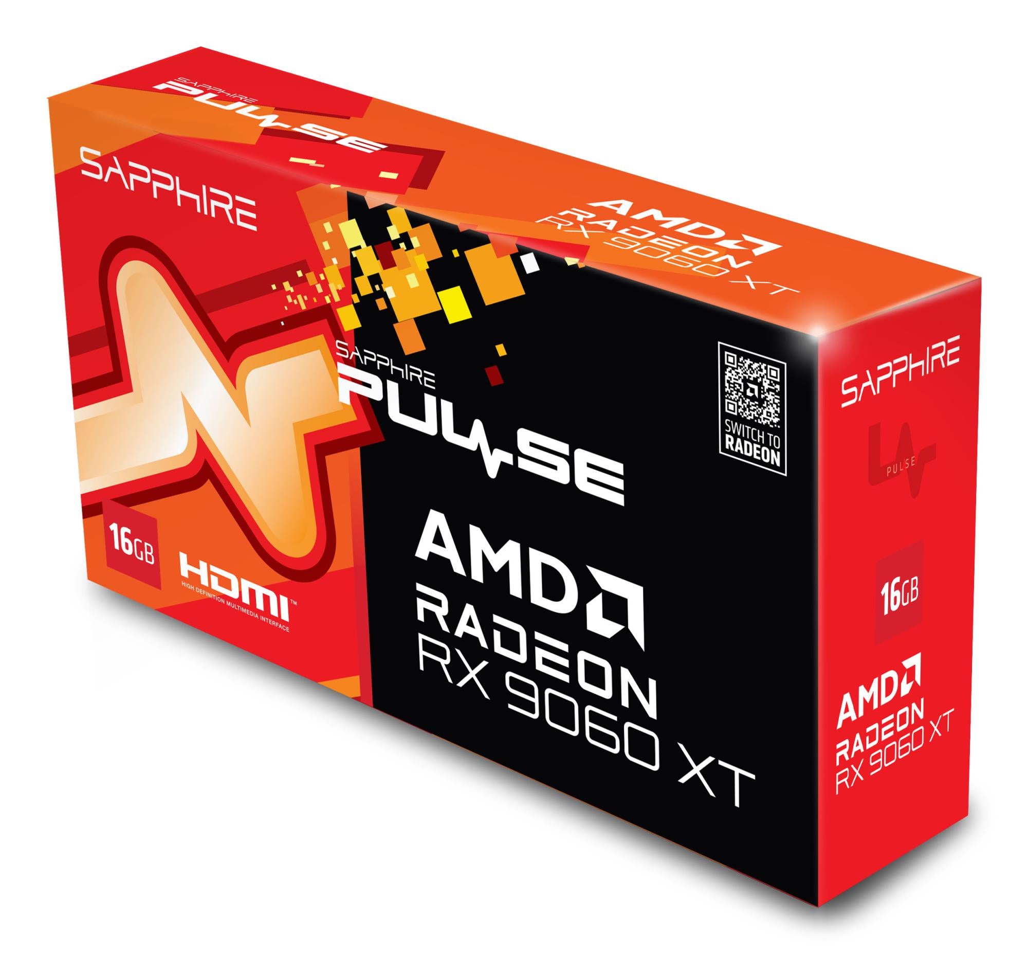 Graphics Card SAPPHIRE AMD Radeon RX 9060 XT 16 GB GDDR6 128 bit PCIE 5.0 16x GPU 2700 MHz Dual Slot Fansink 2xHDMI 1xDisplayPort 11350-03-20G