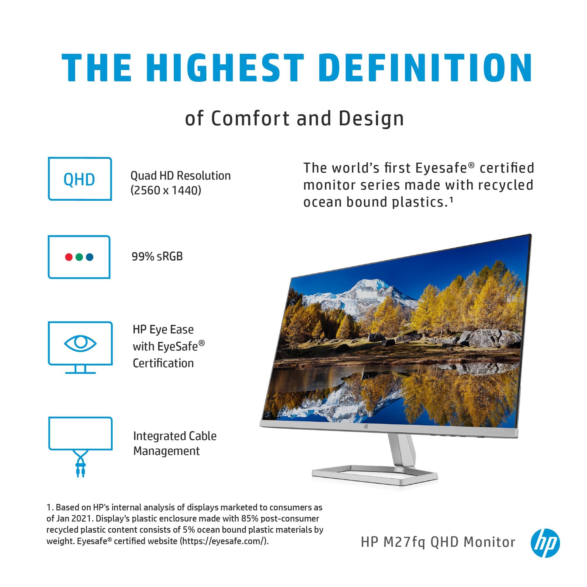 LCD Monitor HP 27 " 2560 x 1440 pixels Quad HD Native aspect ratio 16:9 LCD Flat 2H4B5E9
