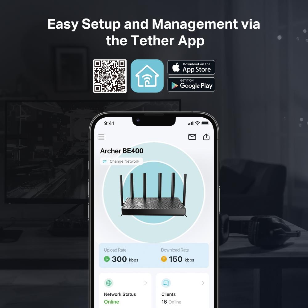 Wireless Router TP-LINK Wireless Router 6500 Mbps Wi-Fi 7 3x10/100/1000M 1x2.5GbE LAN \ WAN ports 1 Number of antennas 6 ARCHERBE400