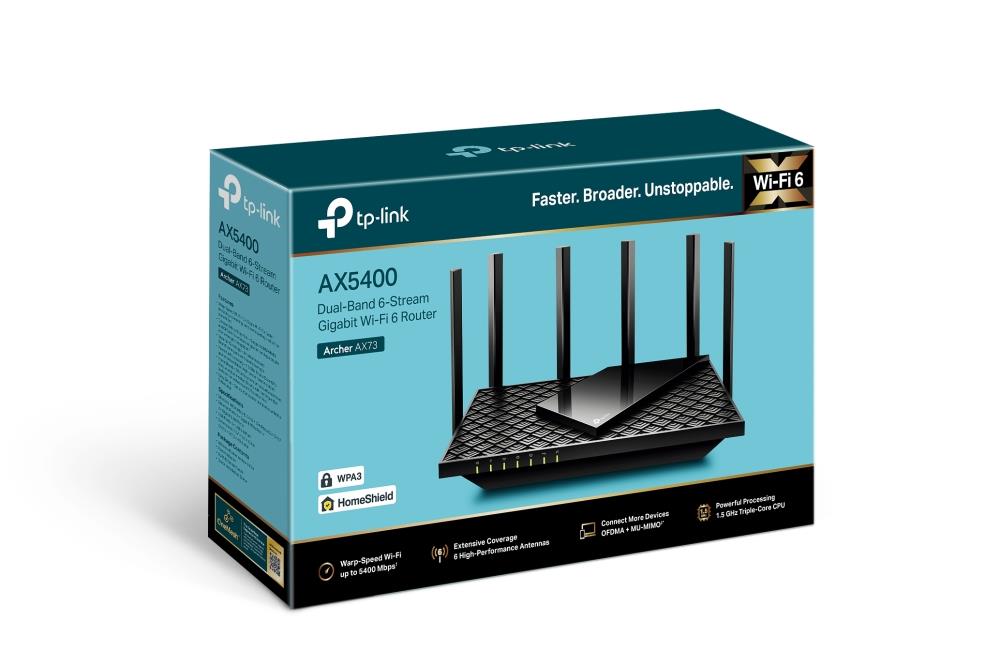 Wireless Router TP-LINK 5400 Mbps Wi-Fi 6 USB 3.0 1 WAN 4x10/100/1000M Number of antennas 6 ARCHERAX73
