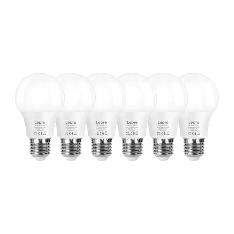 LEPRO 100089-WW-EU-6 LED Bulb, E27, A60, 8.5W (60W), 806 lm, 2700K (warm), 180°, 6-pack - Image 1