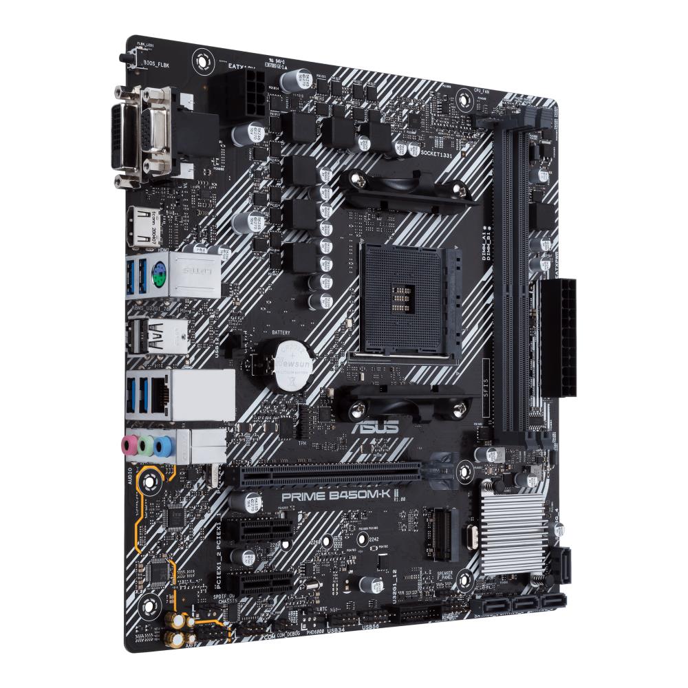 Mainboard ASUS AMD B450 SAM4 MicroATX 2xPCI-Express 2.0 1x 1xPCI-Express 3.0 16x 1xM.2 Memory DDR4 Memory slots 2 1x15pin D-sub 1xDVI 1xHDMI 2xAudio-In 1xAudio-Out 2xUSB 2.0 4xUSB 3.2 1xPS/2 1xRJ45 PRIMEB450M-KII