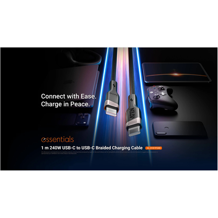 Aten 240W USB-C to USB-C Braided Charging Cable, 1 m | 2L-3101P240 | USB-C to USB-C