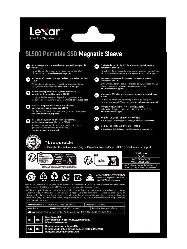 SSD ACC SLEEVE/LSL500XSLEEVE-RNBNG LEXAR