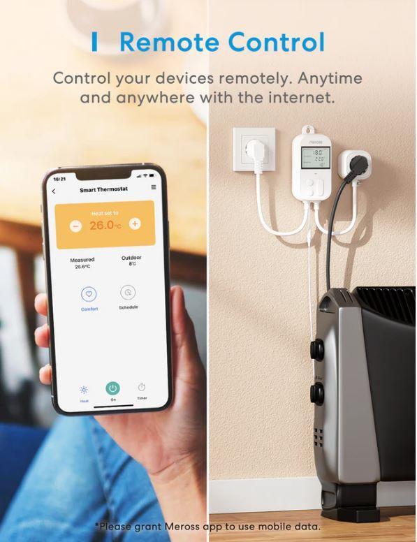 SMART HOME WI-FI THERMOSTAT/HEAT.&COOLING MTS200BHK MEROSS