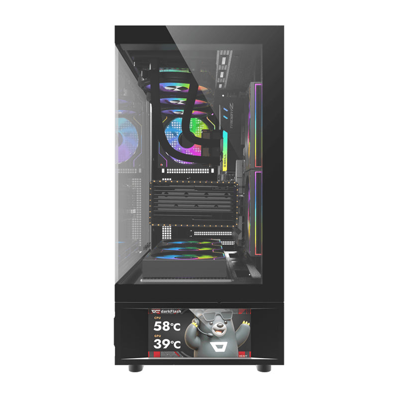 DarkFlash DS950V computer case with display (black) + 6 fans - Image 3
