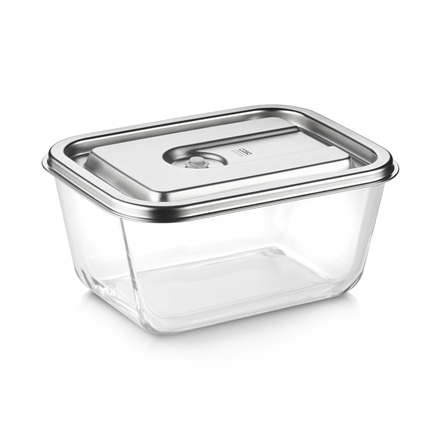 Caso Glass Vacuum Container with Stainless Steel Lid | VacuBoxx Inox XL | Transparent