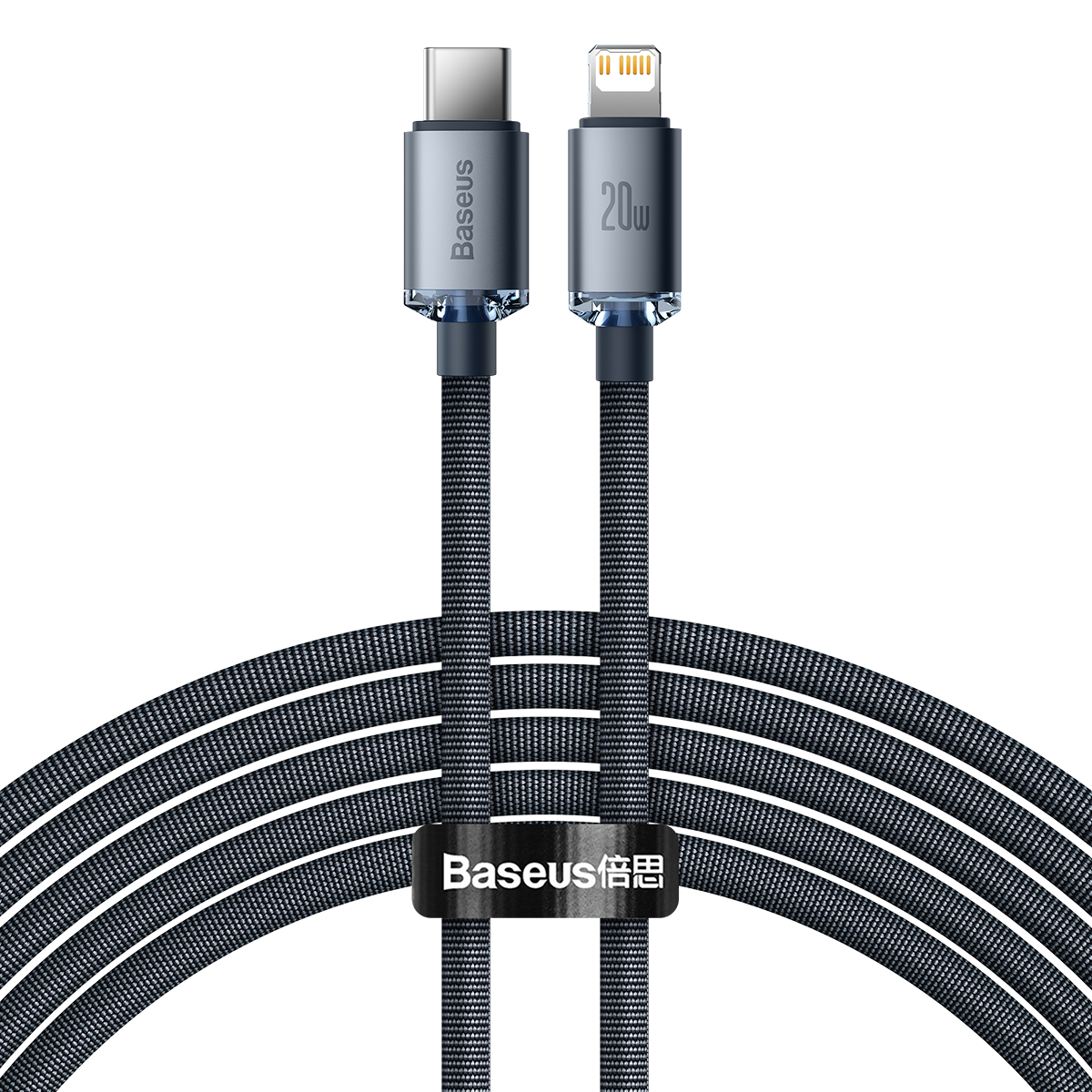 Baseus Crystal Shine cable USB-C to Lightning, 20W, PD, 2m (black) - Image 2