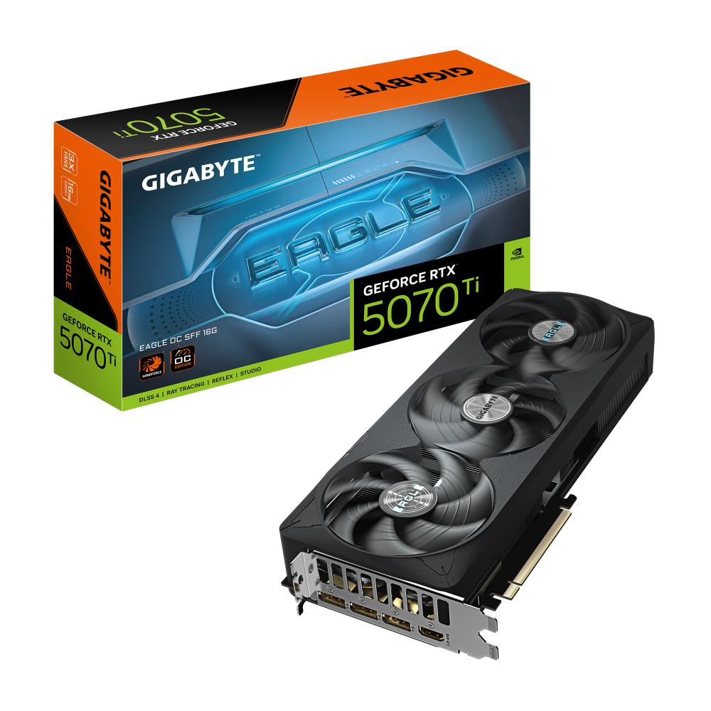 Graphics Card GIGABYTE NVIDIA GeForce RTX 5070 Ti 16 GB GDDR7 256 bit PCIE 5.0 16x Triple slot Fansink 1xHDMI 3xDisplayPort GV-N507TEAGLEOC-16GD1.0