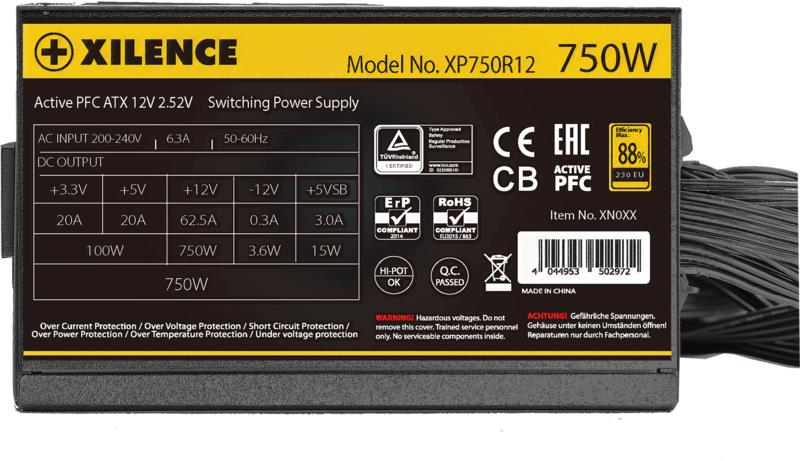 Power Supply XILENCE 750 Watts Efficiency 80 PLUS GOLD PFC Active XN335