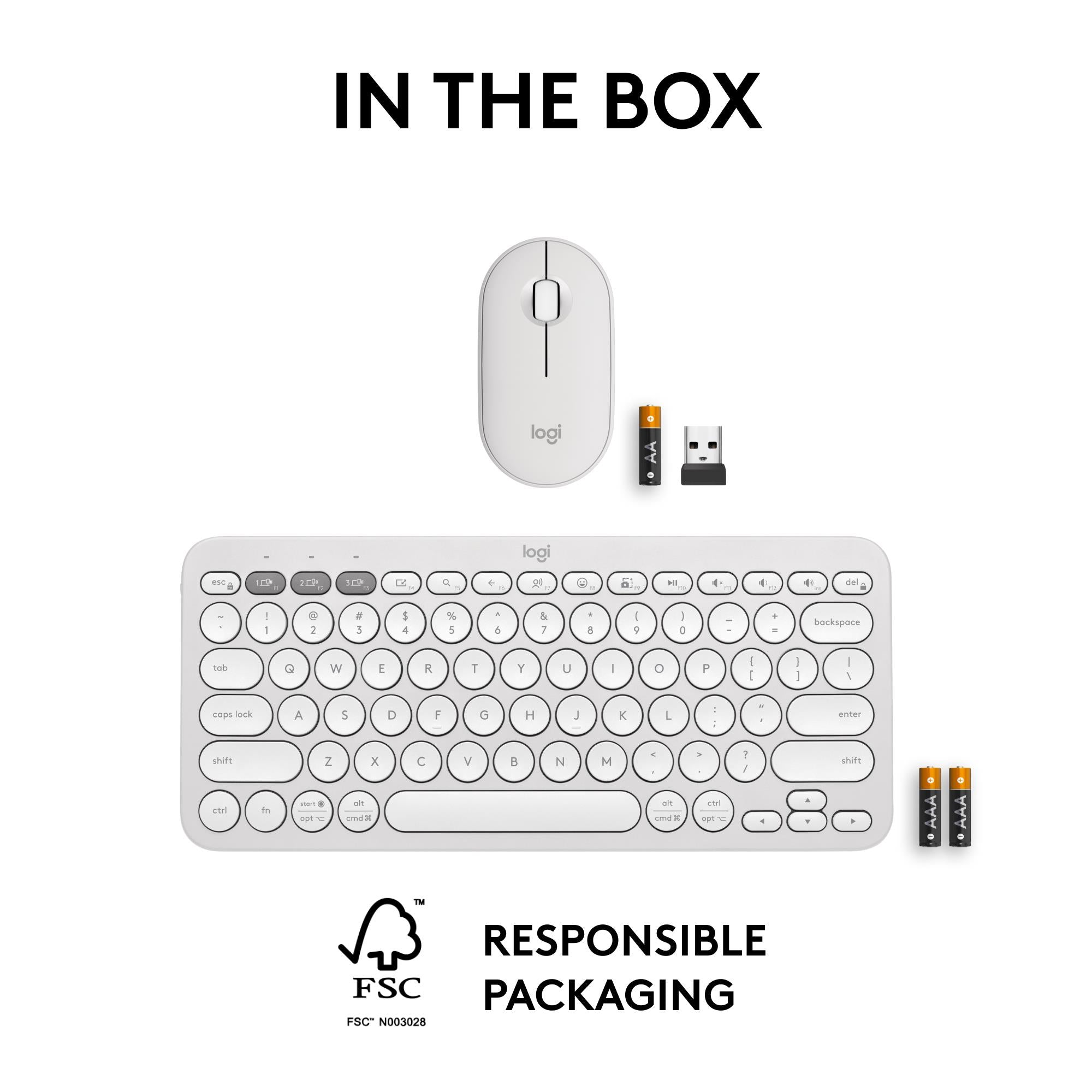 KEYBOARD +MOUSE COMBO PEBBLE 2/WHITE 920-012240 LOGITECH