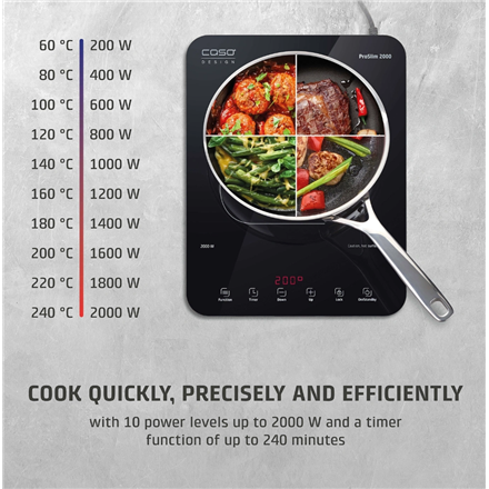 Caso Mobile Single Hob | ProSlim 2000 | Induction | Number of burners/cooking zones 1 | Touch | Timer | Black