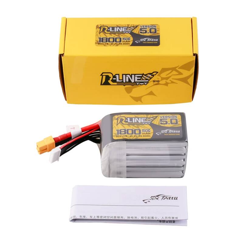Lipo Tattu R-Line Version 5.0 1800mAh 22.2V 150C 6S battery with XT60 connector - Image 5