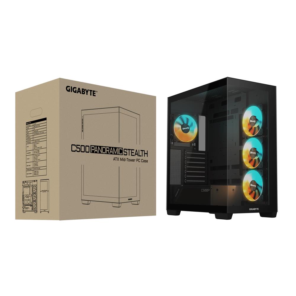 Case GIGABYTE GB-C500P ST MidiTower Case product features Transparent panel ATX MicroATX MiniITX Colour Black GB-C500PST
