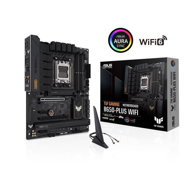 Mainboard ASUS AMD B650 SAM5 ATX Memory DDR5 Memory slots 4 2xPCI-Express 4.0 1x 2xPCI-Express 4.0 16x 3xM.2 1xHDMI 1xDisplayPort 4xUSB 2.0 2xUSB 3.2 2xUSB-C 1xRJ45 5xAudio port TUFGAMINGB650-PLUSWIFI