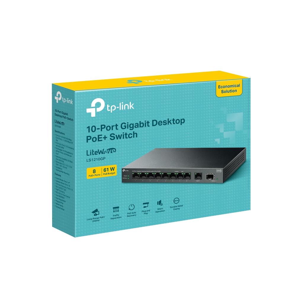 Switch TP-LINK LS1210GP 9x10Base-T / 100Base-TX / 1000Base-T 1xSFP PoE+ ports 8 LS1210GP