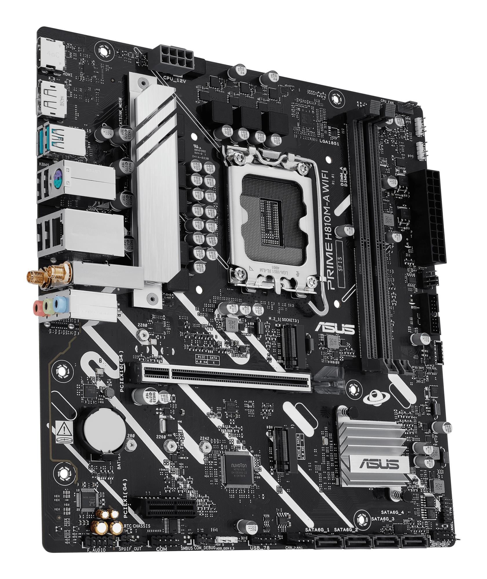 Mainboard ASUS Intel H810 LGA1851 Micro-ATX Memory DDR5 Memory slots 2 PRIMEH810M-AWIFI