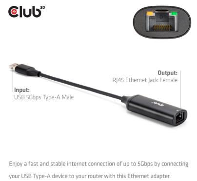 I/O ADAPTER USB TO RJ45/M/F CAC-1421 CLUB3D