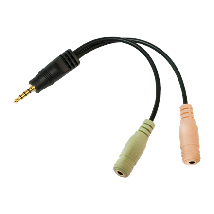 Logilink | Audio jack adapter, 4-pin, 3.5 mm stereo male to 2x 3.5mm female | 0.15 m