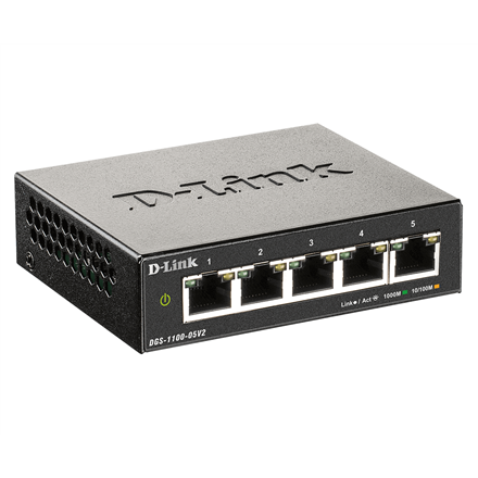 D-Link | Smart Managed Switch | DGS-1100-05V2/E | Managed L2 | Rackmountable | Gigabit Ethernet (copper) ports quantity 