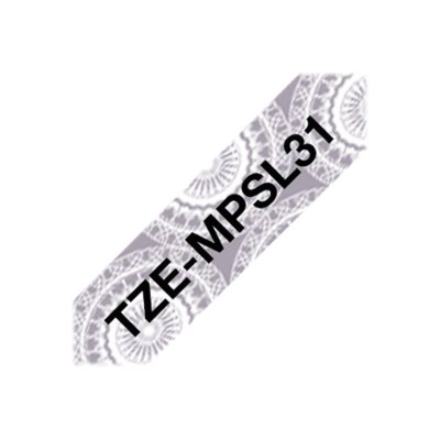 Brother | TZe-MPSL31 | Black on Silver Lace Pattered | TZe