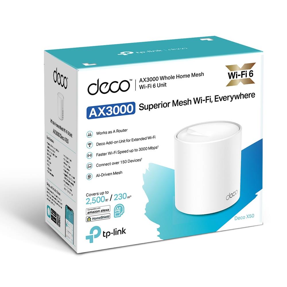 Wireless Router TP-LINK Wireless Router 2900 Mbps Mesh Wi-Fi 6 3x10/100/1000M LAN \ WAN ports 3 DHCP ACPI Number of antennas 2 DECOX50(1-PACK)