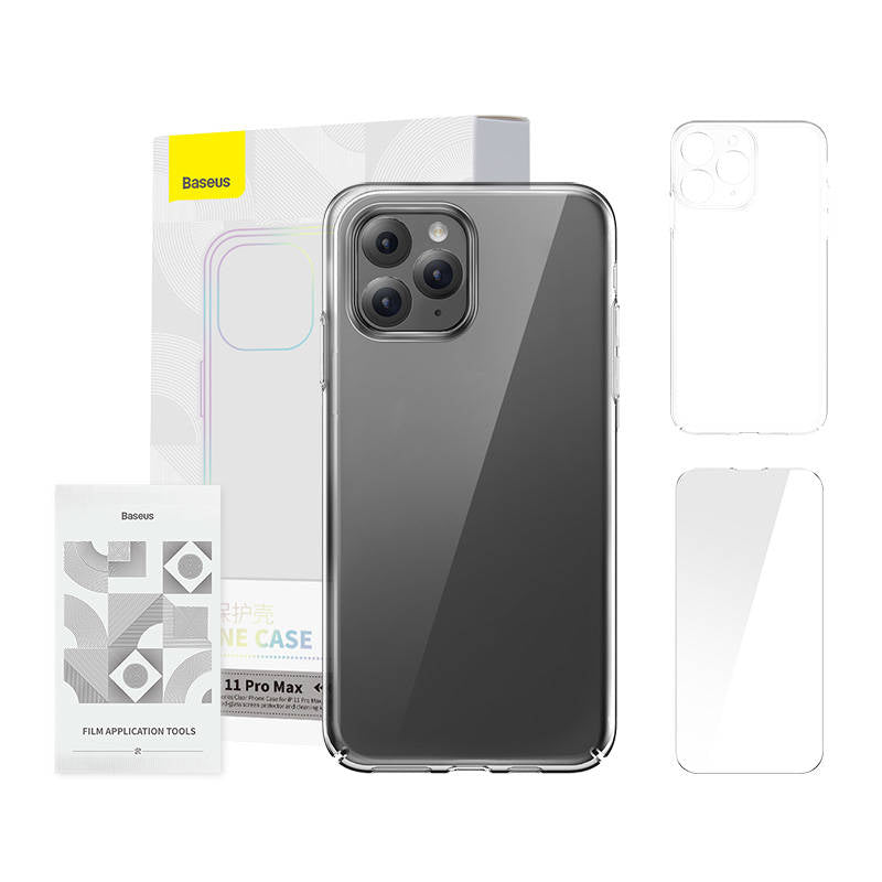Case Baseus Crystal Series for iPhone 11 pro max (clear) + tempered glass + cleaning kit - Image 1