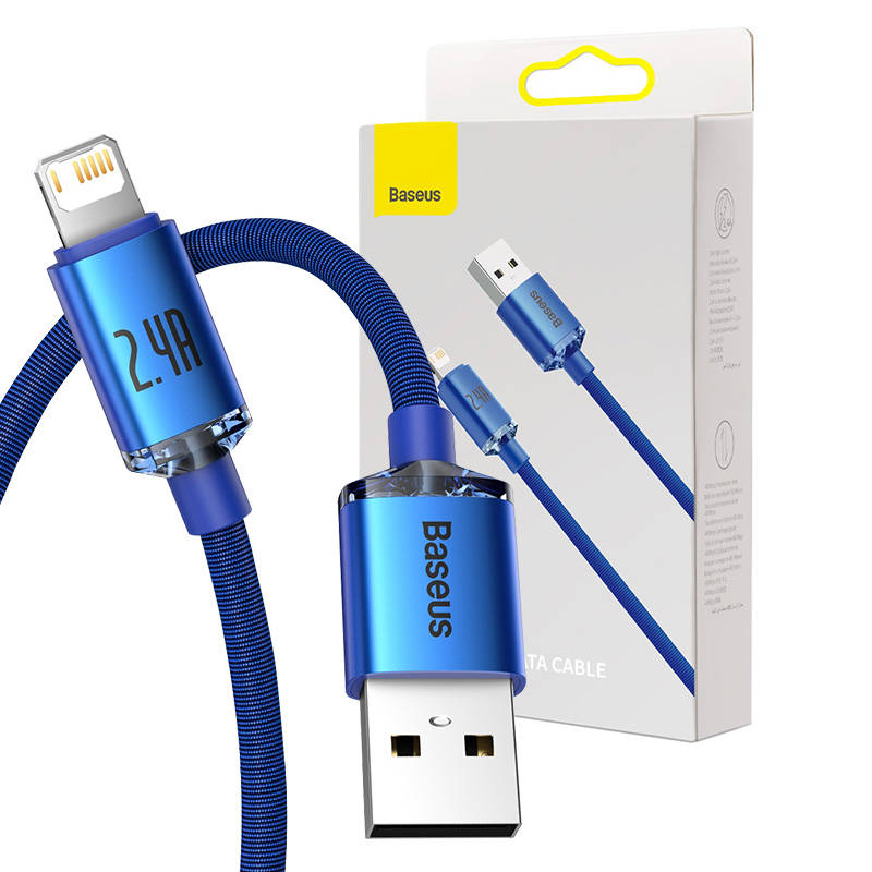 Baseus Crystal Shine cable USB to Lightning, 2.4A, 1.2m (blue) - Image 1