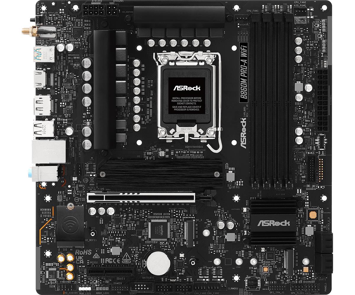 Mainboard ASROCK Intel B860 Express LGA1851 Micro-ATX Memory DDR5 Memory slots 4 B860MPRO-AWIFI
