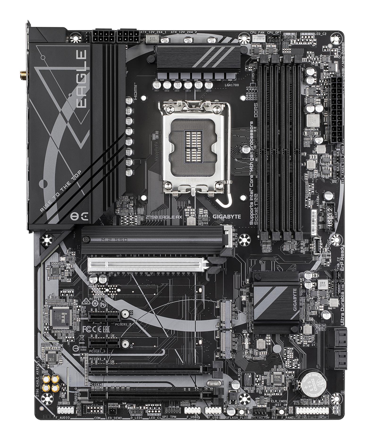 Mainboard GIGABYTE Intel Z790 Express LGA 1700 ATX RAM DDR5-SDRAM 4xSlots Wi-Fi Yes Bluetooth Yes 3xNumber of M.2 (M) slots Z790EAGLEAX1.2