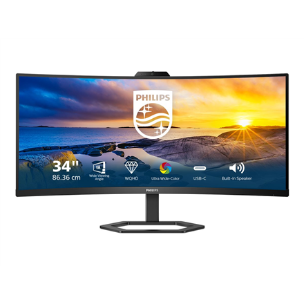 Philips | Monitor with Windows Hello Webcam | 34E1C5600HE/00 | 34 " | VA | 21:9 | 100 Hz | 4 ms | 3440 x 1440 pixels | 3