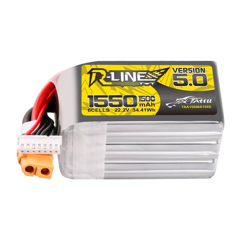 Lipo Tattu R-Line Version 5.0 1550mAh 22.2V 150C 6S battery with XT60 connector - Image 1