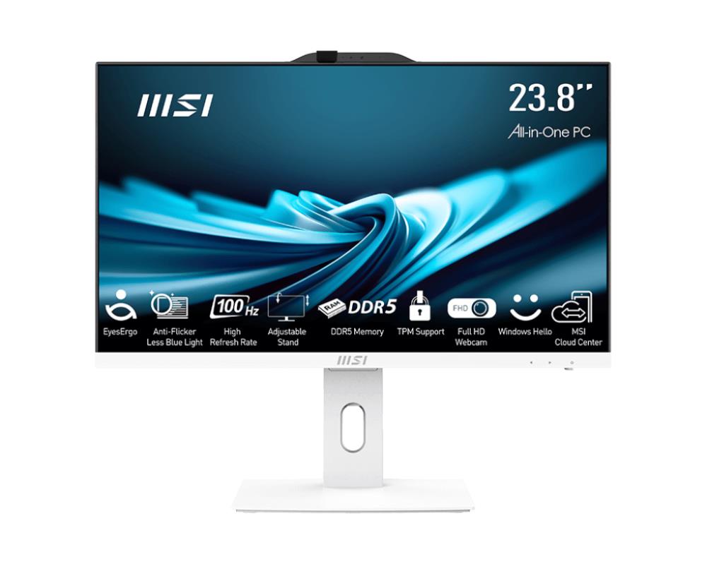 Monoblock PC MSI PRO AP241P 14M Business All in One CPU Core i5 i5-14400 2500 MHz Screen 23.8" RAM 16GB DDR5 5600 MHz SSD 512GB Graphics card Intel UHD Graphics Integrated Windows 11 Pro Colour White PROAP242P14M-691EU