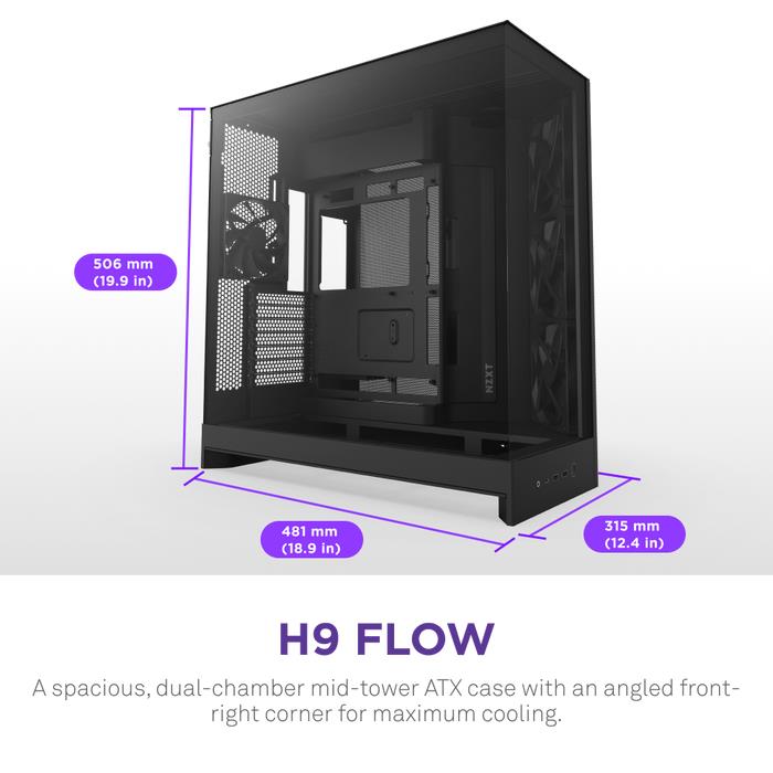 Case NZXT ATX/micro ATX/Mini-ITX/EATX Black Midi Tower PC CM-H92FB-01