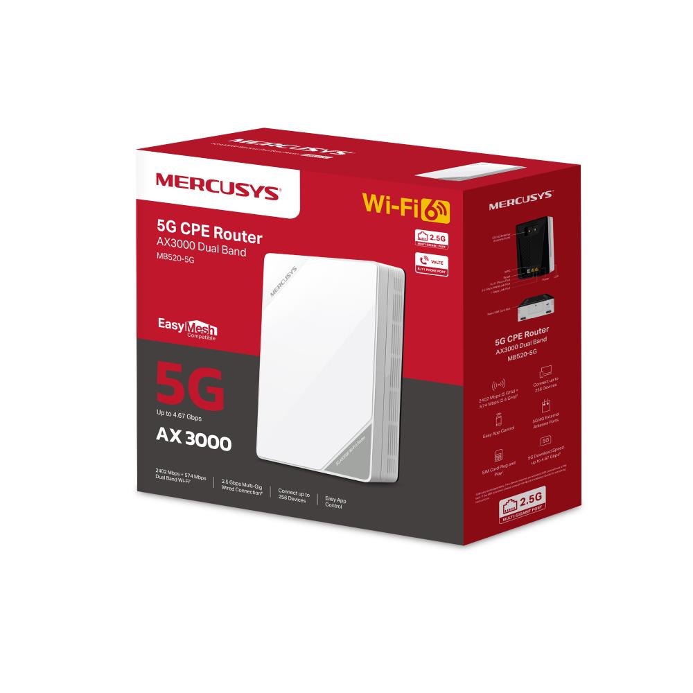 Wireless Router MERCUSYS 3000 Mbps LAN \ WAN ports 1 MB520-5G