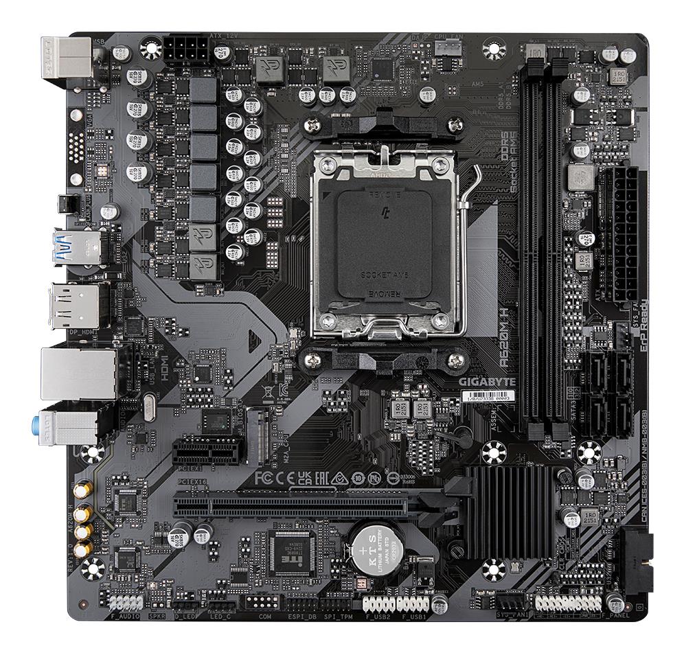 Mainboard GIGABYTE AMD A620 Socket AM5 micro ATX RAM DDR5-SDRAM 2xSlots 1xPCI Express x1 slots 1xPCI Express x16 slots 1xNumber of M.2 (M) slots A620MH2.0