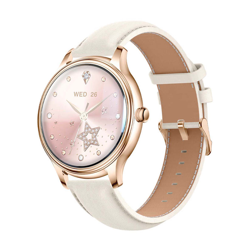 COLMI L28 Smart Watch (Gold + gold leather strap) - Image 1