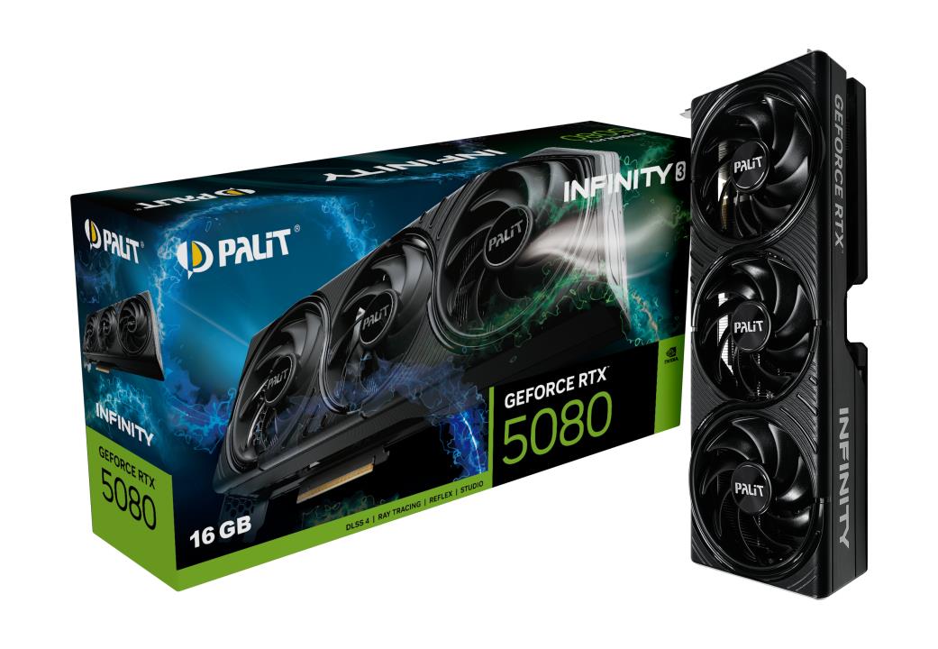 Graphics Card PALIT NVIDIA GeForce RTX 5080 2295 MHz 16 GB GDDR7 256 bit PCI Express 5.0 Active NE75080019T2-GB2035S