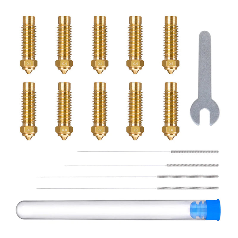 ELEGOO Neptune 4 Plus / 4 Max Brass Nozzle Set (0.4 mm x4, 0.6 mm x2, 0.8 mm x2, 1.0 mm x2) - Image 1