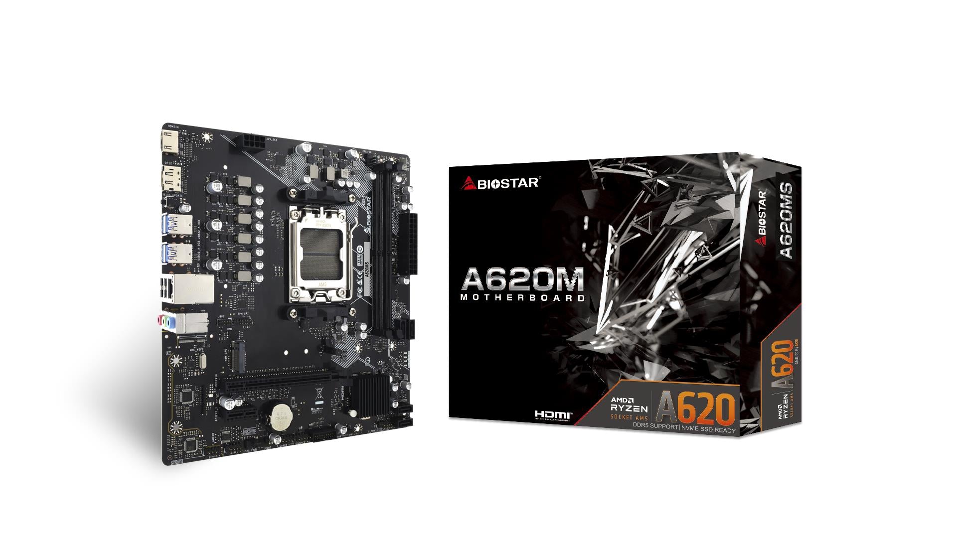 Mainboard BIOSTAR AMD A620 SAM5 Micro-ATX Memory DDR5 Memory slots 2 A620MS