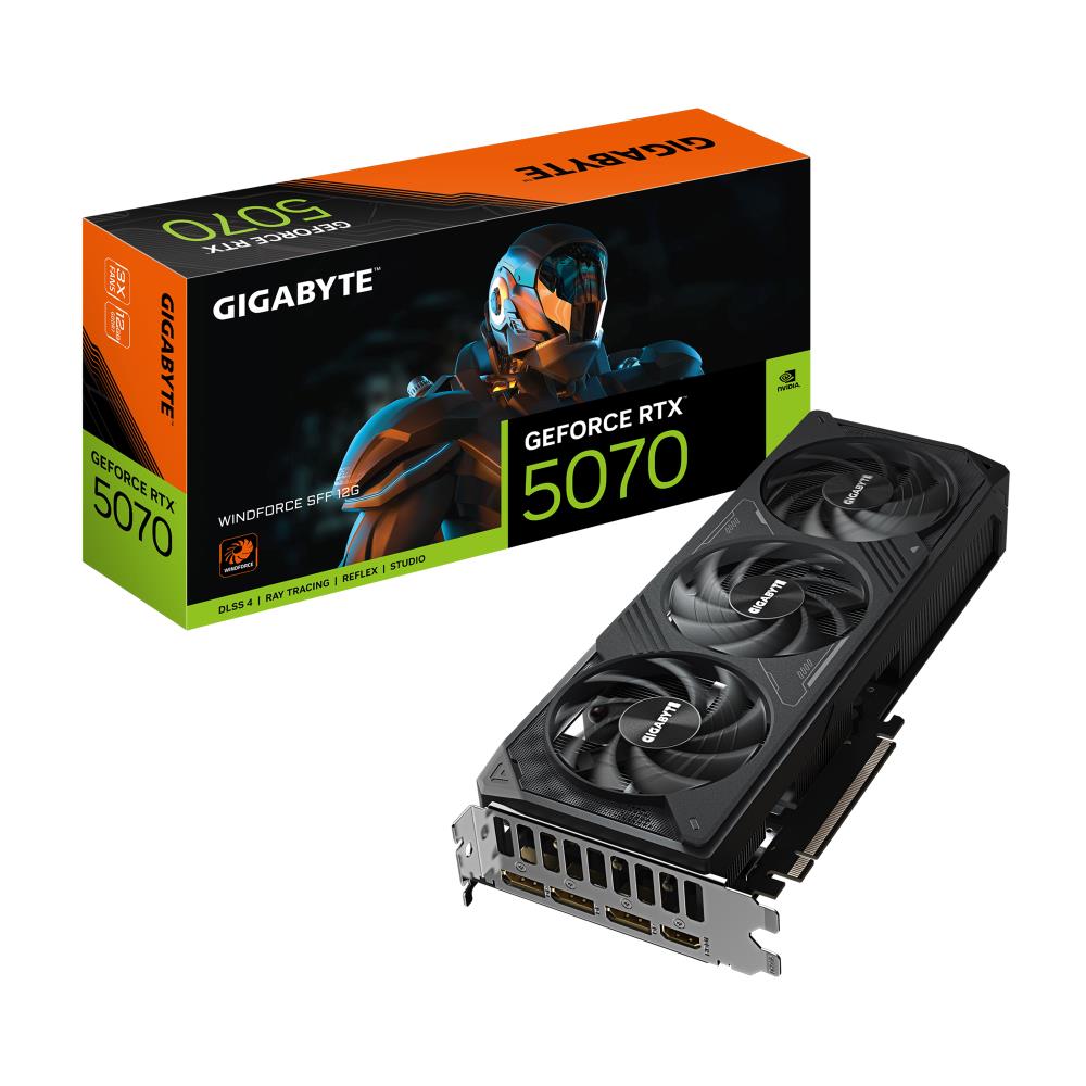 Graphics Card GIGABYTE NVIDIA GeForce RTX 5070 12 GB GDDR7 192 bit PCIE 5.0 16x GPU 2512 MHz Triple slot Fansink GV-N5070WF3-12GD1.0