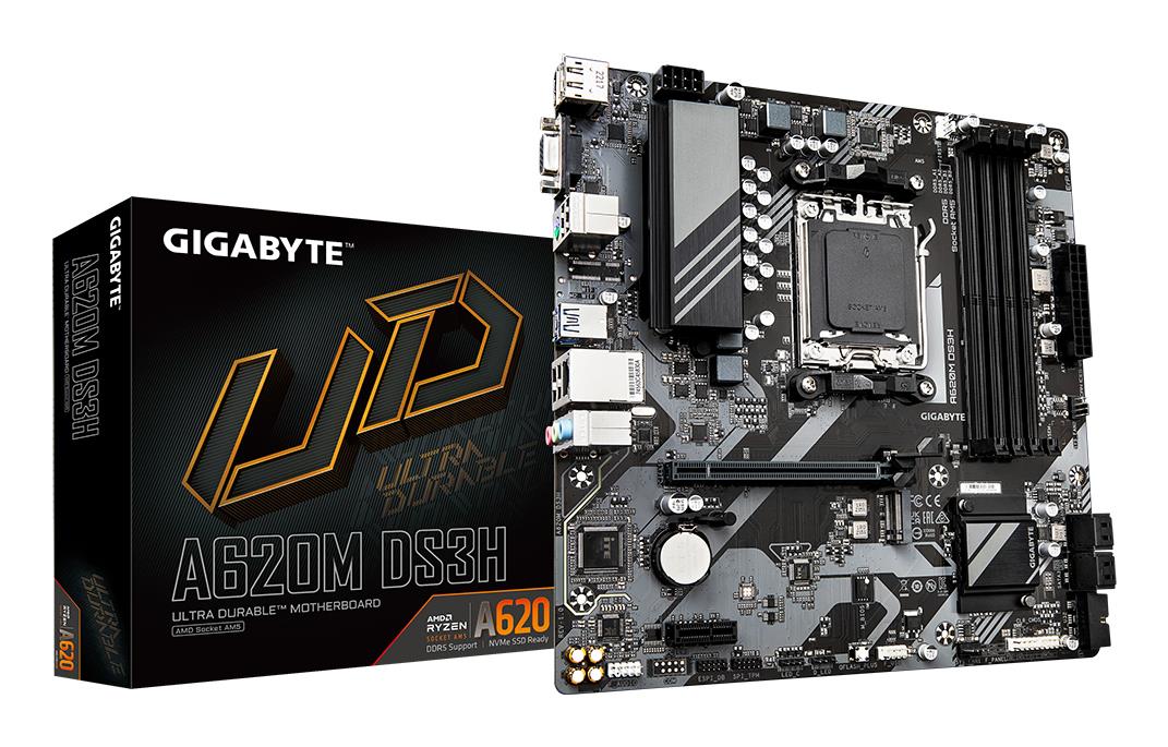 Mainboard GIGABYTE AMD A620 Socket AM5 micro ATX RAM DDR5-SDRAM 4xSlots 1xPCI Express x1 slots 1xPCI Express x16 slots 1xNumber of M.2 (M) slots A620MDS3H2.0