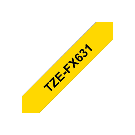 Brother | TZe-FX631 Flexible ID Laminated Tape | Black on Yellow | TZe | 8 m | 1.2 cm