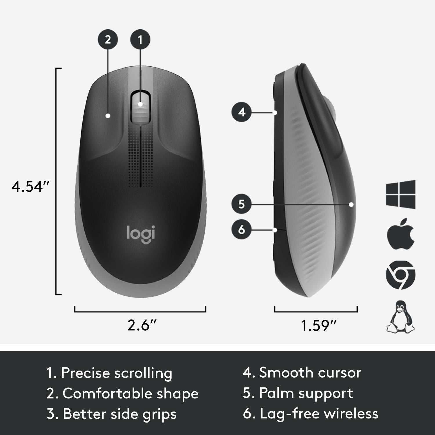 MOUSE USB OPTICAL WRL M190/GREY 910-005906 LOGITECH