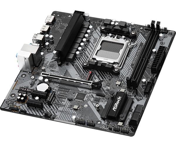 Mainboard ASROCK AMD B650 SAM5 Micro-ATX Memory DDR5 Memory slots 2 1xPCI-E 2xPCI-Express 4.0 1x 1xPCI-Express 4.0 16x 1xM.2 1xHDMI 1xDisplayPort 1xAudio-In 1xAudio-Out 1xMicrophone 2xUSB 2.0 3xUSB 3.2 1xUSB-C 1xRJ45 B650M-H/M.2+