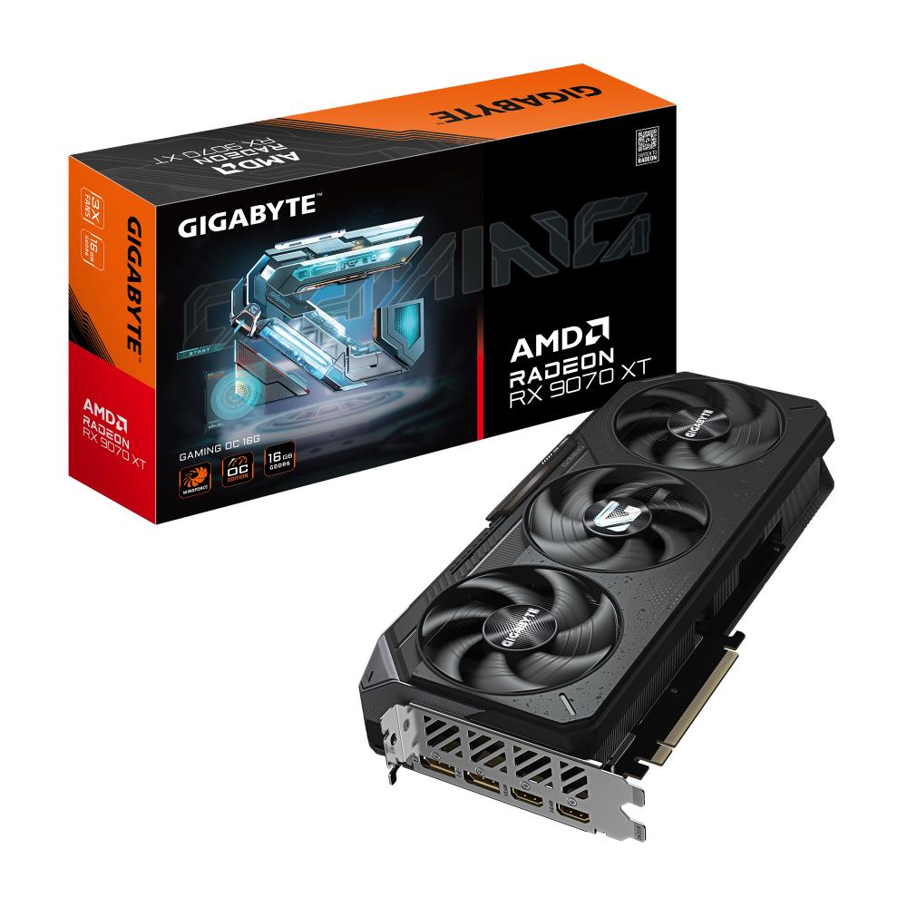 Graphics Card GIGABYTE AMD Radeon RX 9070 XT 16 GB GDDR6 256 bit PCIE 5.0 16x Triple slot Fansink 2xHDMI 2xDisplayPort R9070XTGAMINGOC-16GD1.0