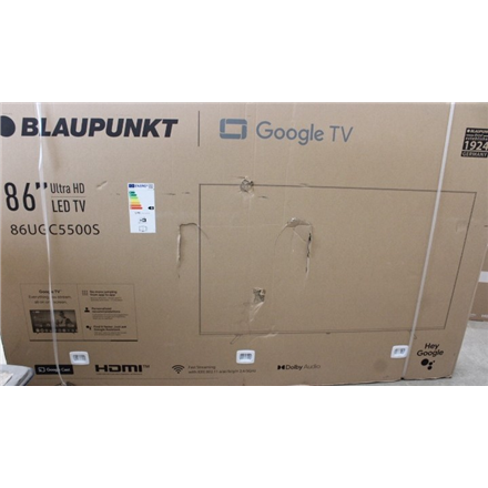 SALE OUT. Blaupunkt 86UGC5500S 86" (218 cm) 4K Ultra HD LED Google TV | SALE OUT. Blaupunkt LED TV | 86UGC5500S | 86 | S