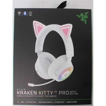 SALE OUT. Razer Kraken Kitty V3 Pro Headset, White | Razer Headset | Kraken Kitty V3 Pro | Bluetooth | Over-Ear | DAMAGE