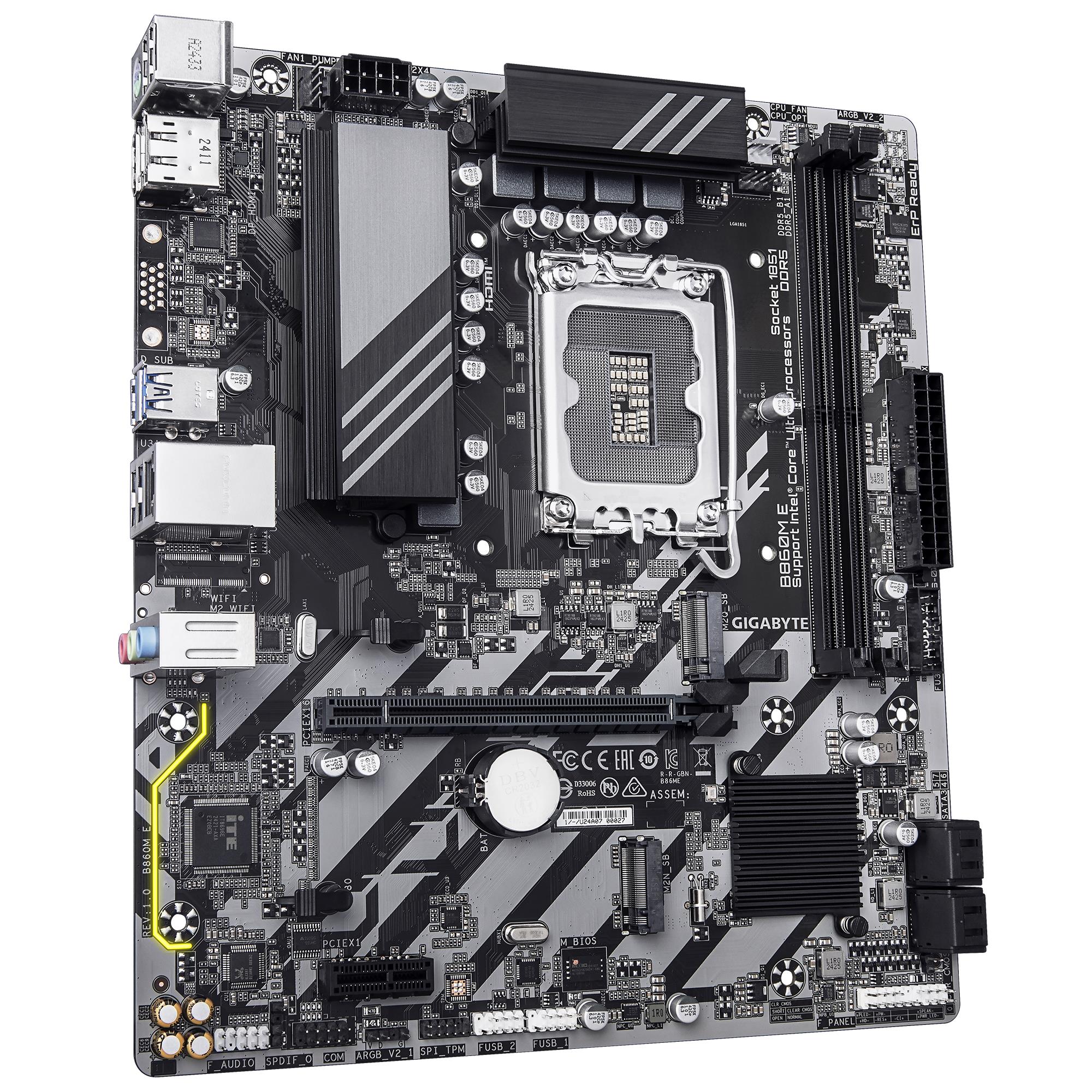 Mainboard GIGABYTE Intel B860 Express LGA1851 Micro-ATX Memory DDR5 Memory slots 4 B860ME1.0