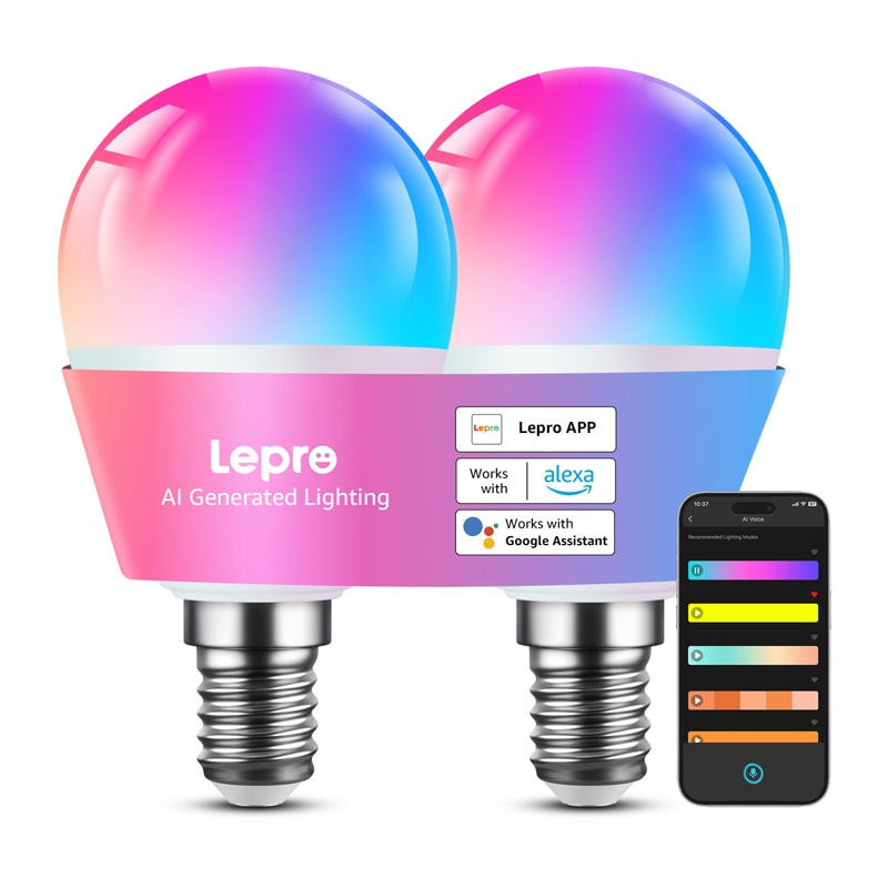LEPRO BP1-2 E14 LED Bulb with Bluetooth and Wi-Fi, 470 lm, 2-pack - Image 1